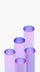3d geometry abstract background on white background, Transparent glossy glass, Colorful pole glass with dispersion.