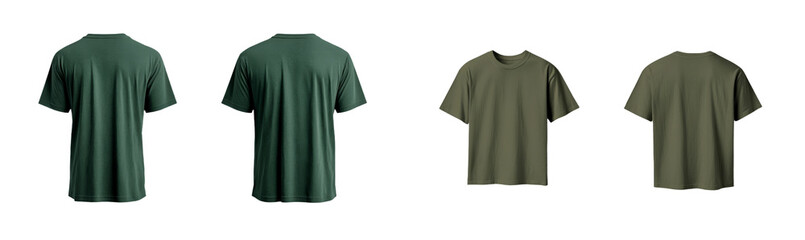 Showcasing minimalist mockups of unbranded t-shirts in various positions and orientations for design presentation purposes
