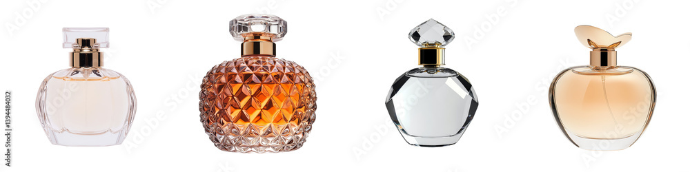 Poster Elegant collection of minimalist perfume bottles displayed on a clean surface for a stylish aesthetic presentation