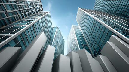 High-resolution digital graph rising on virtual business platform with glowing lines and futuristic architecture background representing economic growth