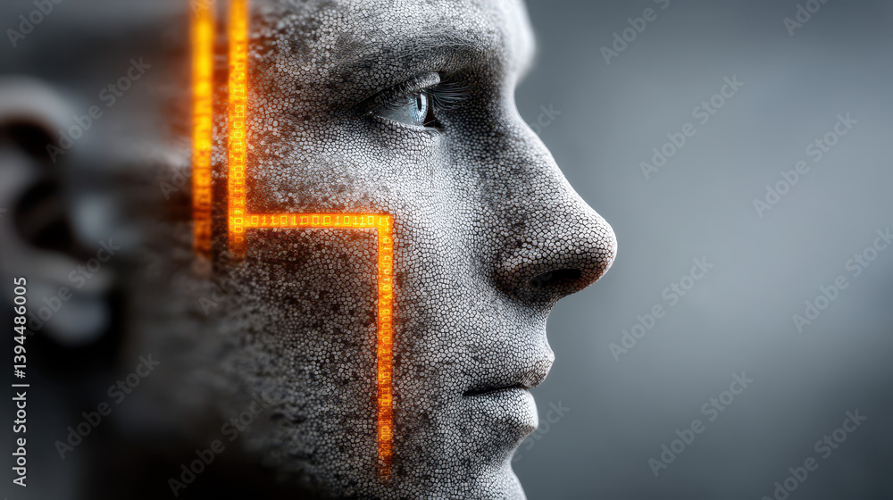 Poster concept art showcases an ai brain forming digital armor in real-time, effectively fighting against c