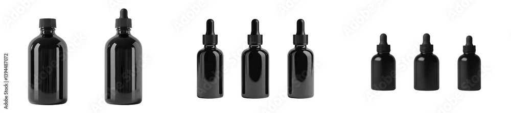 Aufkleber minimalist mockups of black dropper bottles showcasing clean design and versatile display options fo