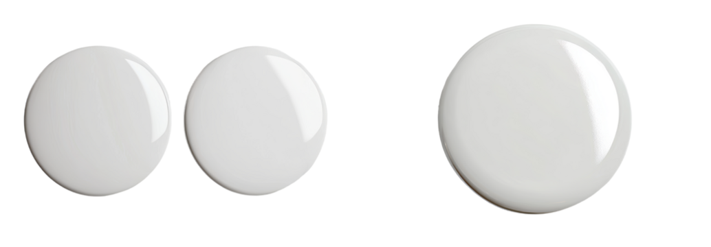 Minimalist mockups of glossy white paint blobs on a clean surface showcasing design versatility and creativity