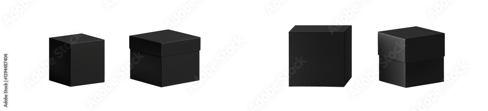 Fototapete Minimalist black cube mockups showcasing versatility in design for product presentation and branding strategies
