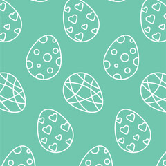 white easter eggs on aquamarine background pattern