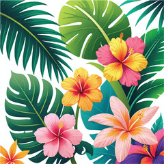 seamless background with tropical flowers