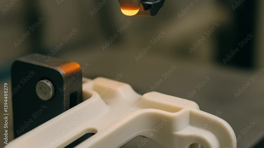 Poster close up of tool in precision engineering rework and repair process on defective component in manufa
