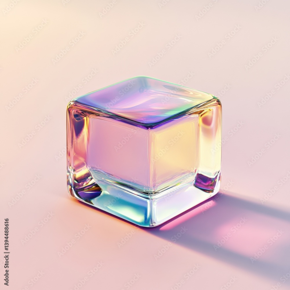 Poster abstract iridescent prism cube object