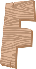 Wood Letter Vector Element Alphabet F