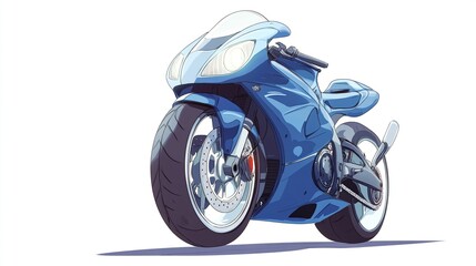 Blue superbike motorcycle illustration.