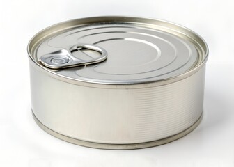 
silver colored tin can, round, isolated on white background