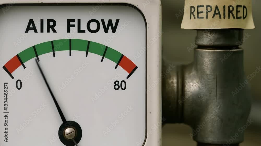 Poster air flow gauge measurement repair and maintenance efficiency indicator for optimal system functionin