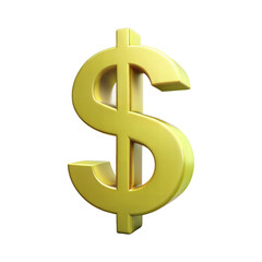 3d dollar sign isolated on transparent background. Cartoon plastic style