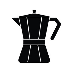 Isolated metal coffee pot and cup, old Turkish pot for hot coffee drink.