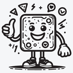 Vector illustration in trendy flat simple linear style, funny mascot and cartoon character, friendly sticker and badge for advertising, social media stock illustration