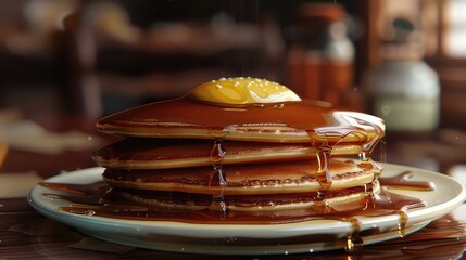 Delicious stack of pancakes with fresh berries