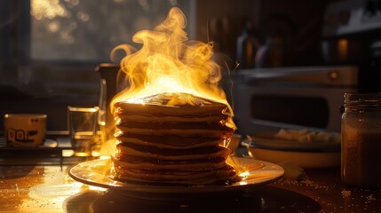 Delicious stack of pancakes with fresh berries