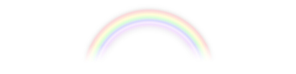 Rainbow icon. Realistic colourful arch shape isolated on white transparent background. Bright vector illustration of sky and nature symbol. Decorative graphic element.