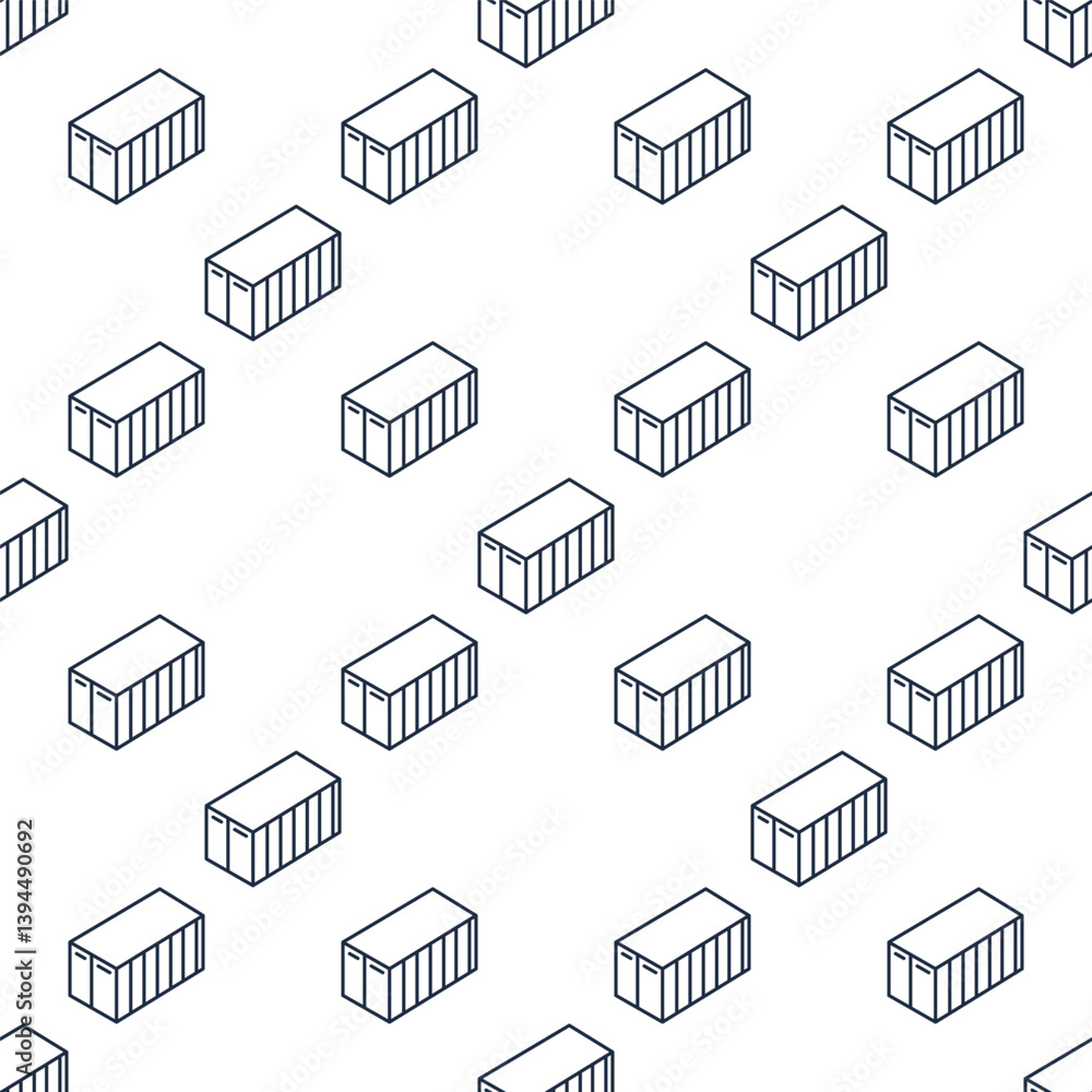 Poster shipping container vector outline seamless pattern or background