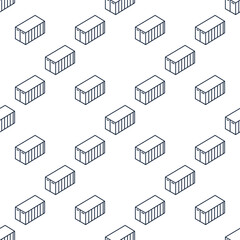 Fototapeta premium Shipping Container vector outline seamless pattern or background