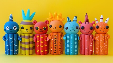 Anthropomorphic office supplies with wild expressions gather for an eccentric celebration in a surreal workplace scene, perfect for humorous editorial content and creative advertising concepts