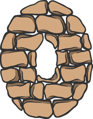 Brick Wall Letter Vector Element Alphabet O
