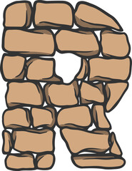 Brick Wall Letter Vector Element Alphabet R