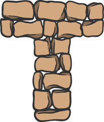 Brick Wall Letter Vector Element Alphabet T