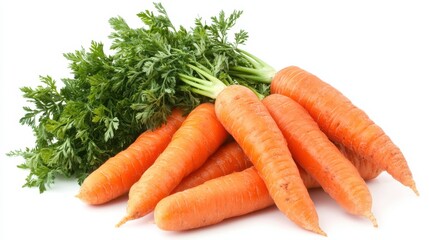 Fresh carrots isolated on white background highlighting vibrant color and texture showcasing the natural beauty of healthy root vegetables