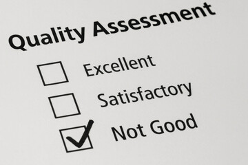 Fototapeta premium Quality assessment is crucial for any project, and this checklist highlights need for rework and repair when outcome is not good
