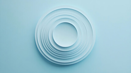 Fototapeta premium Sparse concentric blocks on a soft pastel blue surface, Geometric shapes expanding symmetrically with central space, Block-expansion minimalist style