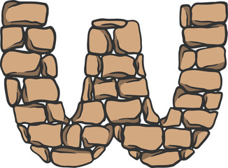 Brick Wall Letter Vector Element Alphabet W