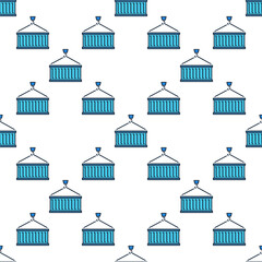 Fototapeta premium Red Hanging Shipping Container vector colored modern seamless pattern