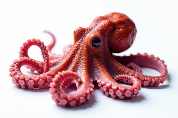 Obraz premium Single octopus on white, showing texture and detail of skin , skin, white background, sea animal