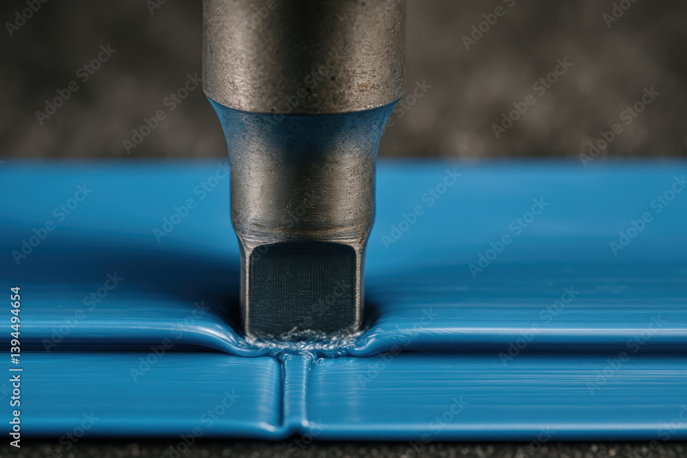 Poster close up view of tool performing rework or repair on surface that is not good, showcasing concept of