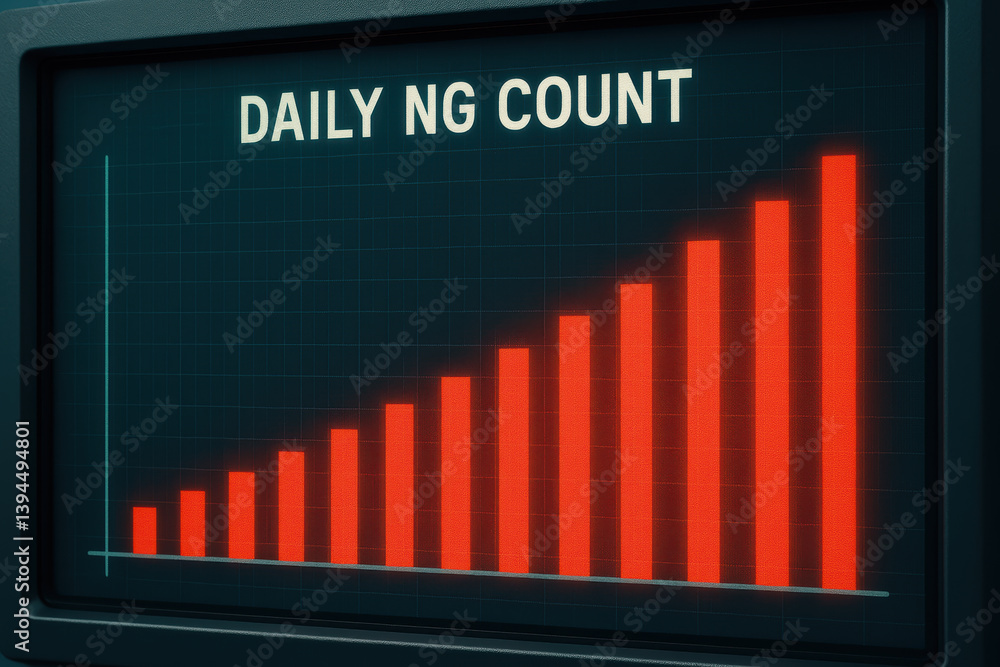 Poster daily ng count shows steady increase indicating need to rework and repair processes that are not goo