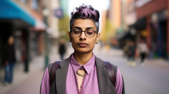 LGBT non-binary person on a street
