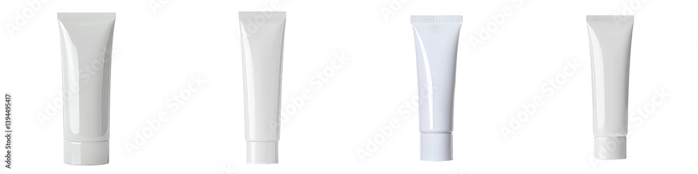 Poster Minimalist mockup display of white cosmetic tubes on isolated background showcasing elegant design for product presentation
