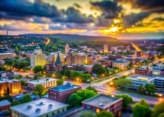 Obraz premium Charming Waterbury Connecticut A TiltShift Perspective on a Picturesque Cityscape Unveiling Architectural Details and