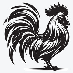 Vector Illustration Rooster Silhouette Style. stock illustration