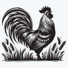 Vector Illustration Rooster Silhouette Style. stock illustration