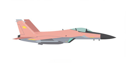 Fototapeta premium Fighter plane illustration in pastel tones