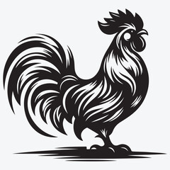 Vector Illustration Rooster Silhouette Style. stock illustration