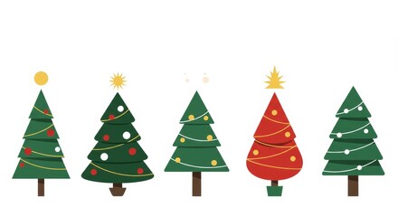 Collection of geometric retro Christmas trees