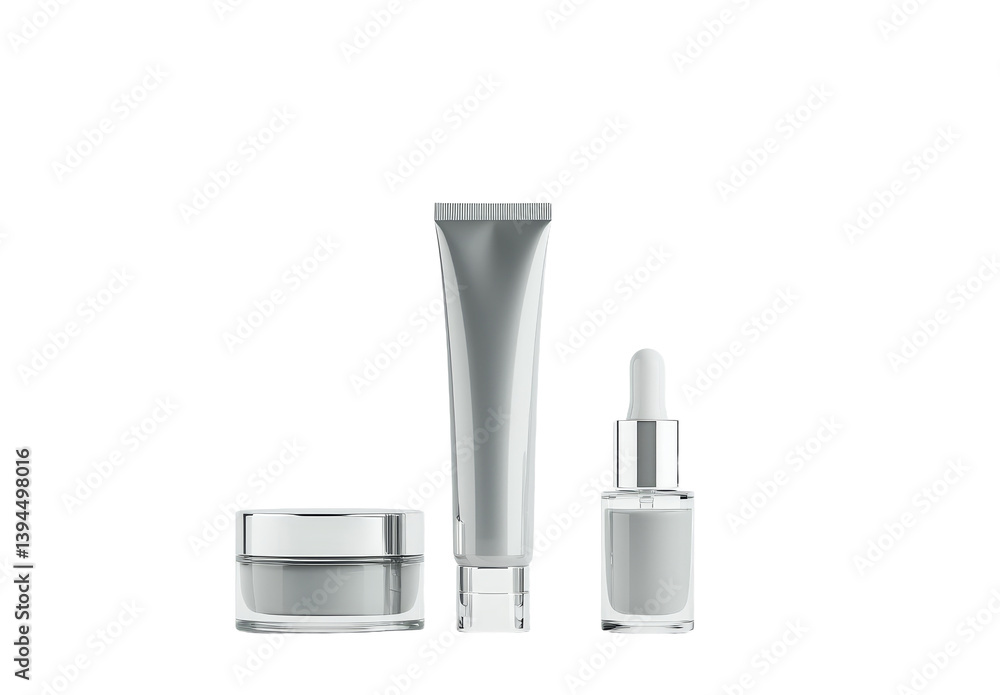 Poster isolated minimalist mockups of skincare products on a clean surface in soft lighting for promotional