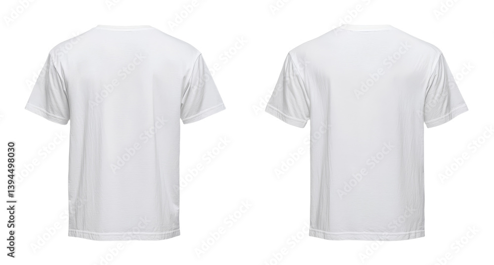 Poster minimalist mockups showcasing plain white t-shirts from various angles in a studio setting with soft