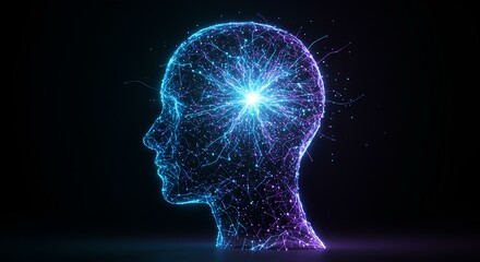 Obraz premium human head shows neural thinking process modern technology. Generative AI