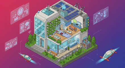 Vector Futuristic House. Generative AI