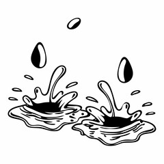 Artistic illustration of two water splashes with droplets. A stylized graphic emphasizes dynamic water movement 