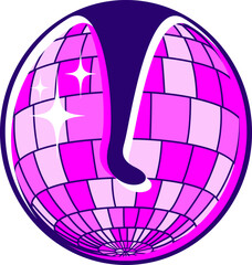 Disco Ball Letter Vector Element Alphabet V